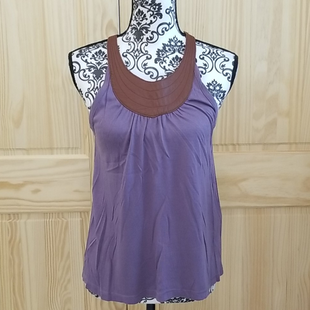 Paper denim&cloth leather collar top